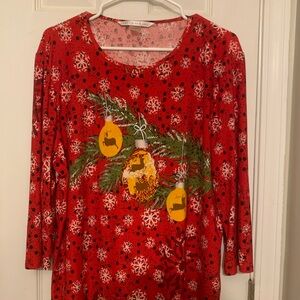 Peter Nygard Red and Black Patterned Sweater